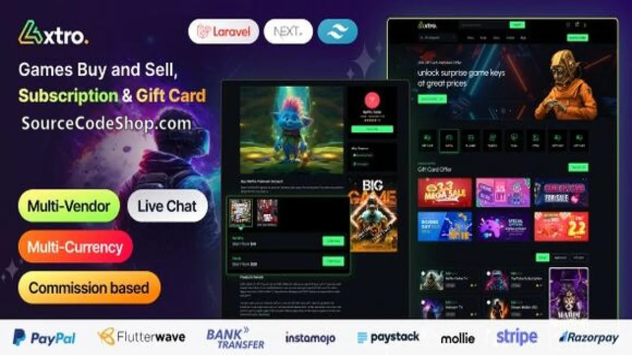 Axtro v2.0 Nulled – Multivendor Marketplace for Games, Gift Cards & Subscriptions FreeLaravel Script