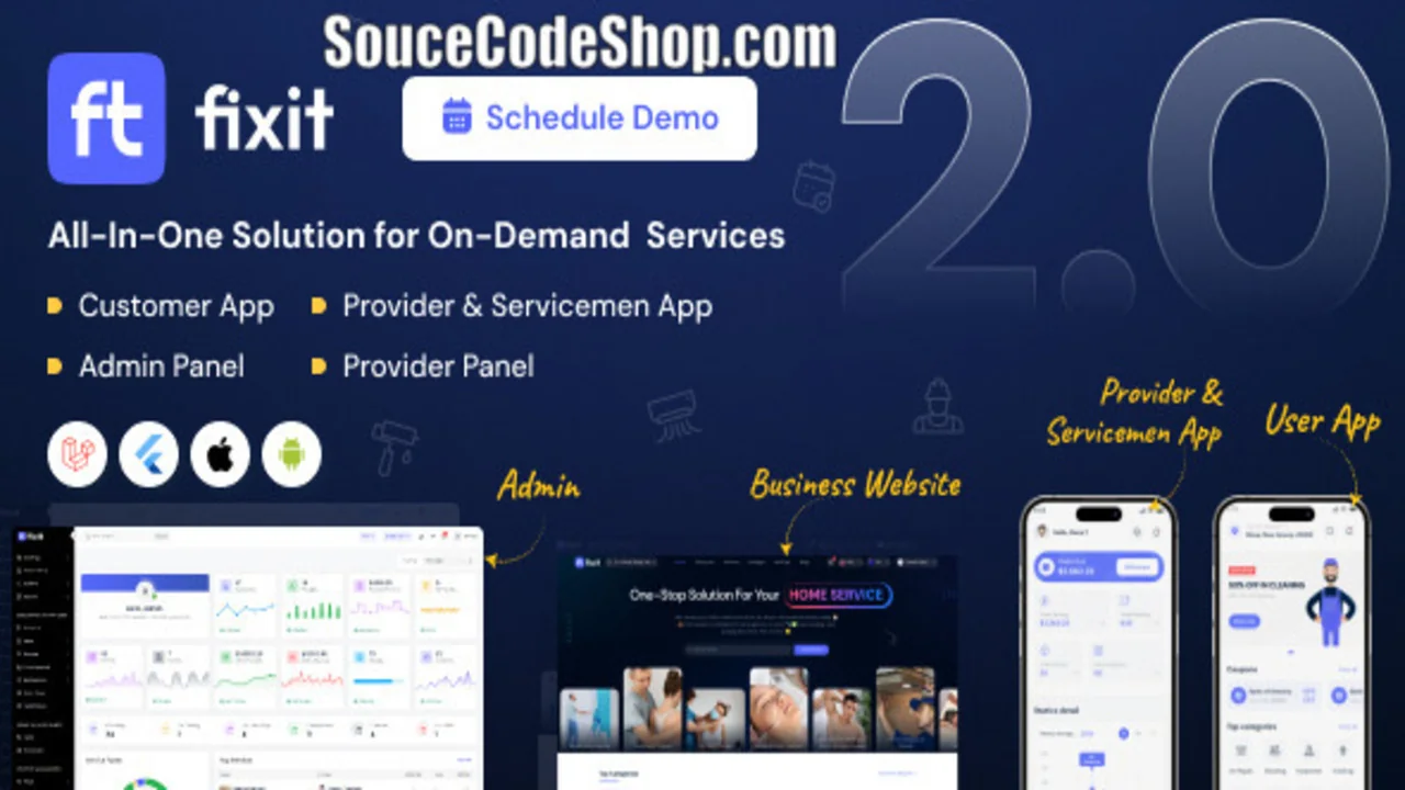 Free Fixit v2.0 Multi Vendor On Demand, Handyman, Home Service Flutter App