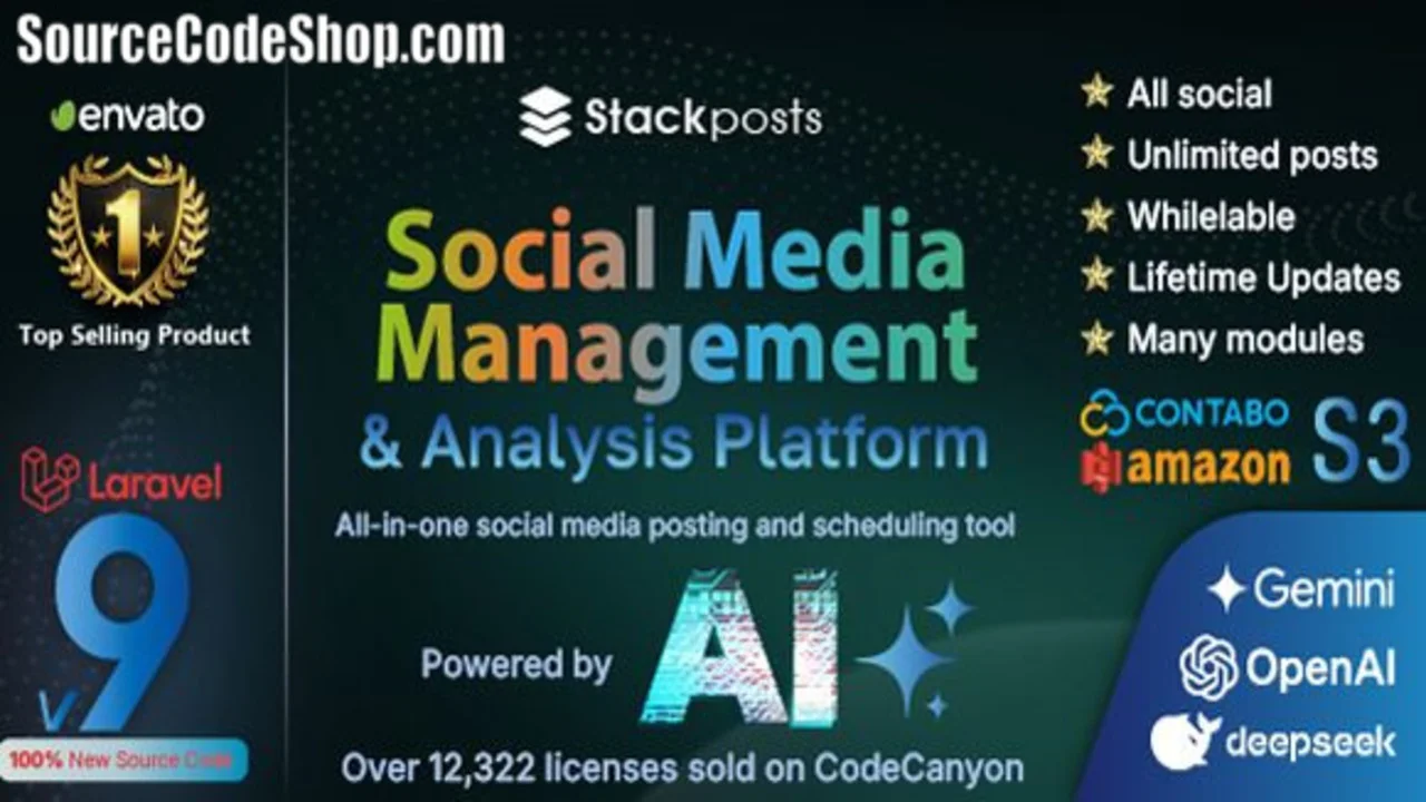 Stackposts v9.0.3 Free Download | AI Social Media Management & Marketing SaaS Platform Platform