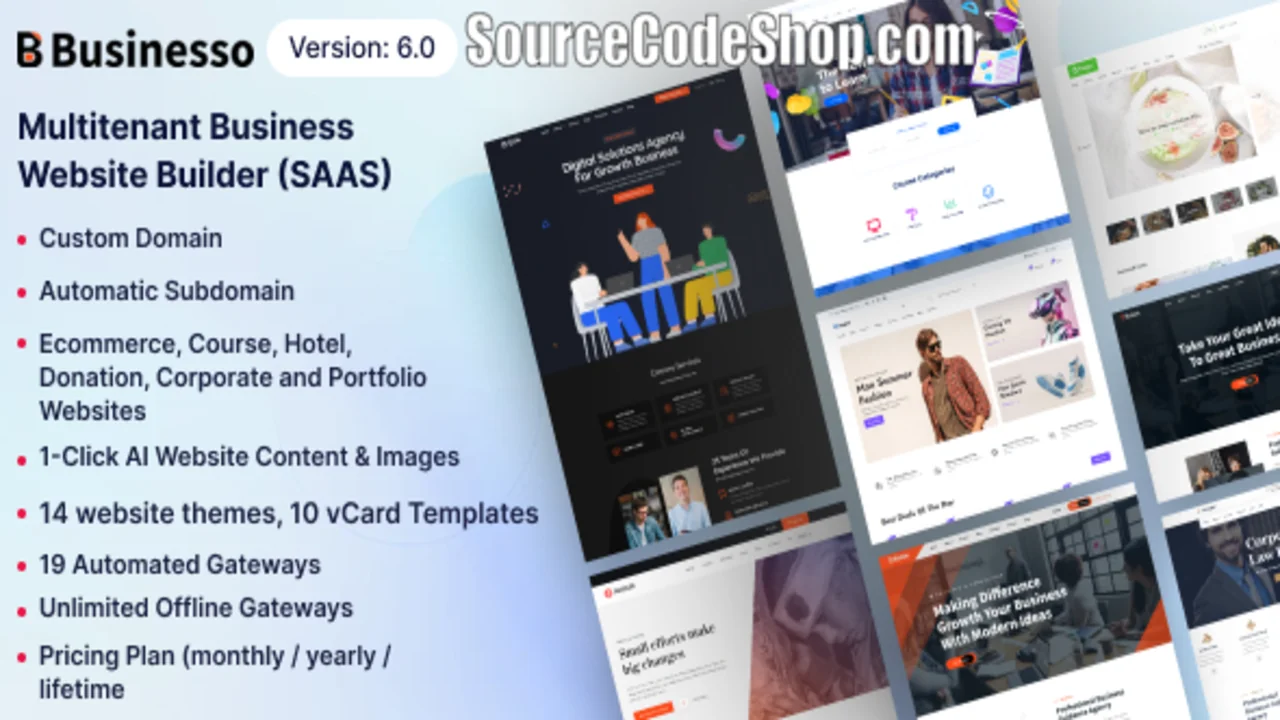 Businesso v6.0 Nulled Multitenant Website Builder SAAS AI Powered Script