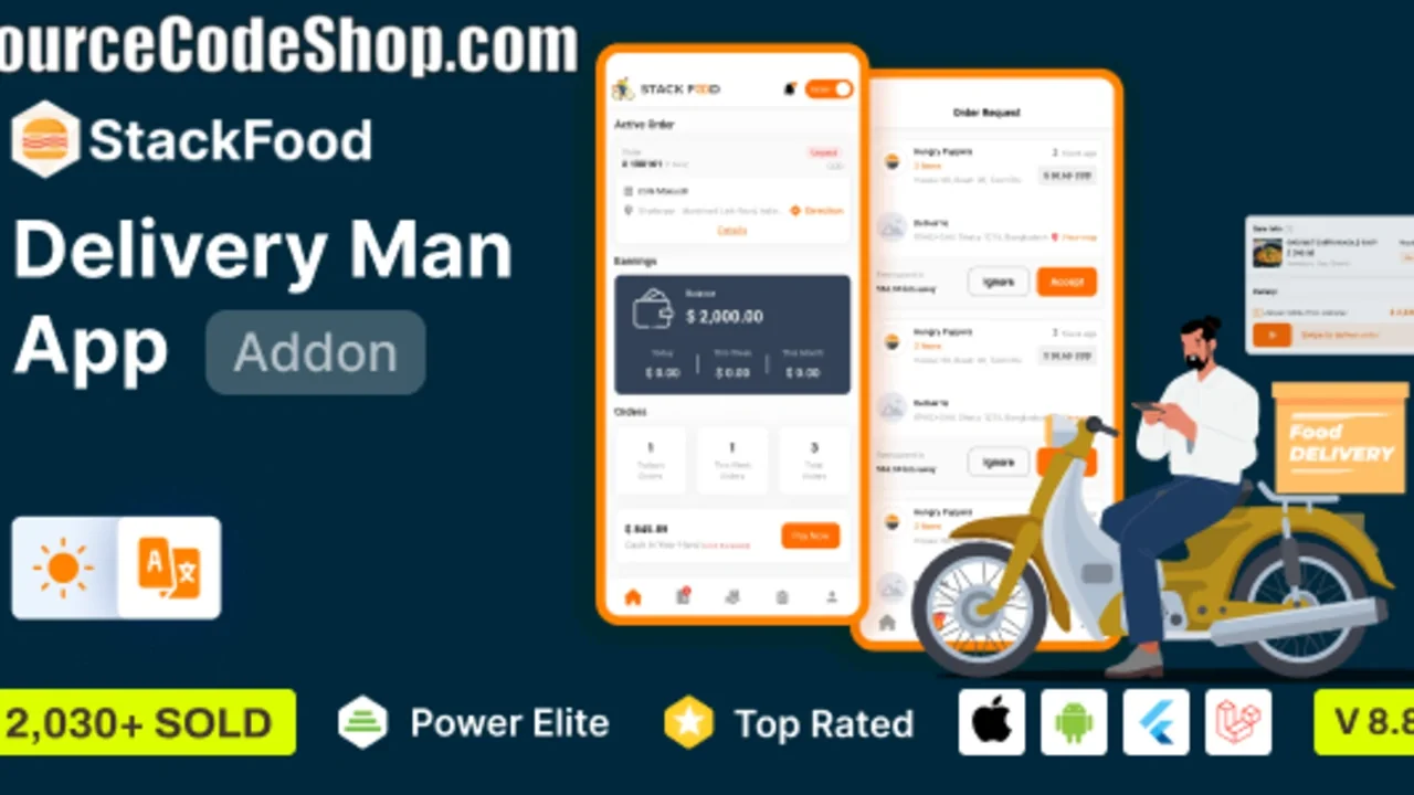 StackFood Multi Restaurant v8.8 Food Ordering Delivery Man App Source