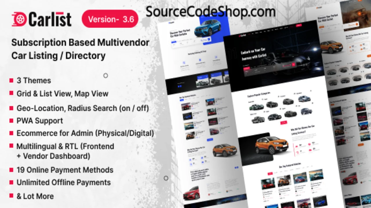 Carlist v3.6 MultiVendor Car Listing & Dealer Website with Subscription System Free Download