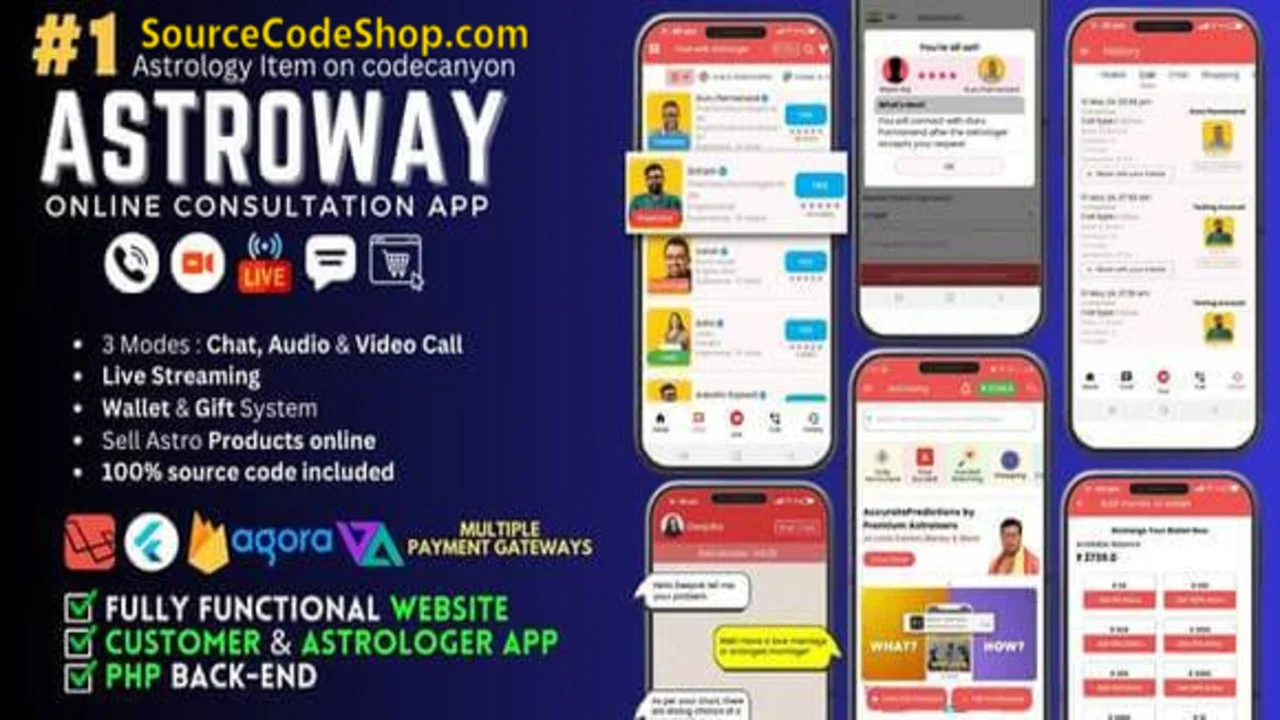 Astroway v2.2.0 - Complete Astrology Consultation App with Chat, Calls & Live Streaming