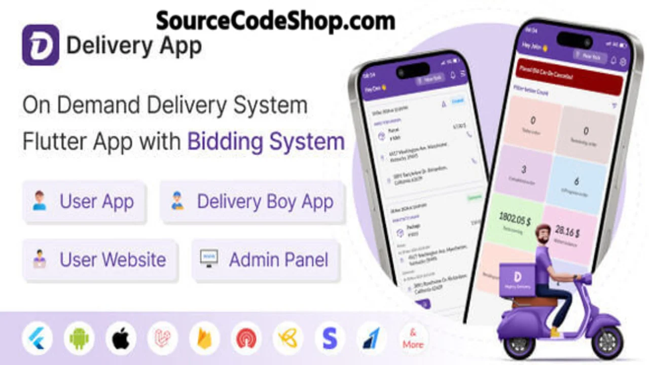 MightyDelivery v32.0 - Complete On-Demand Courier & Delivery Solution with Bidding System FlutterApp