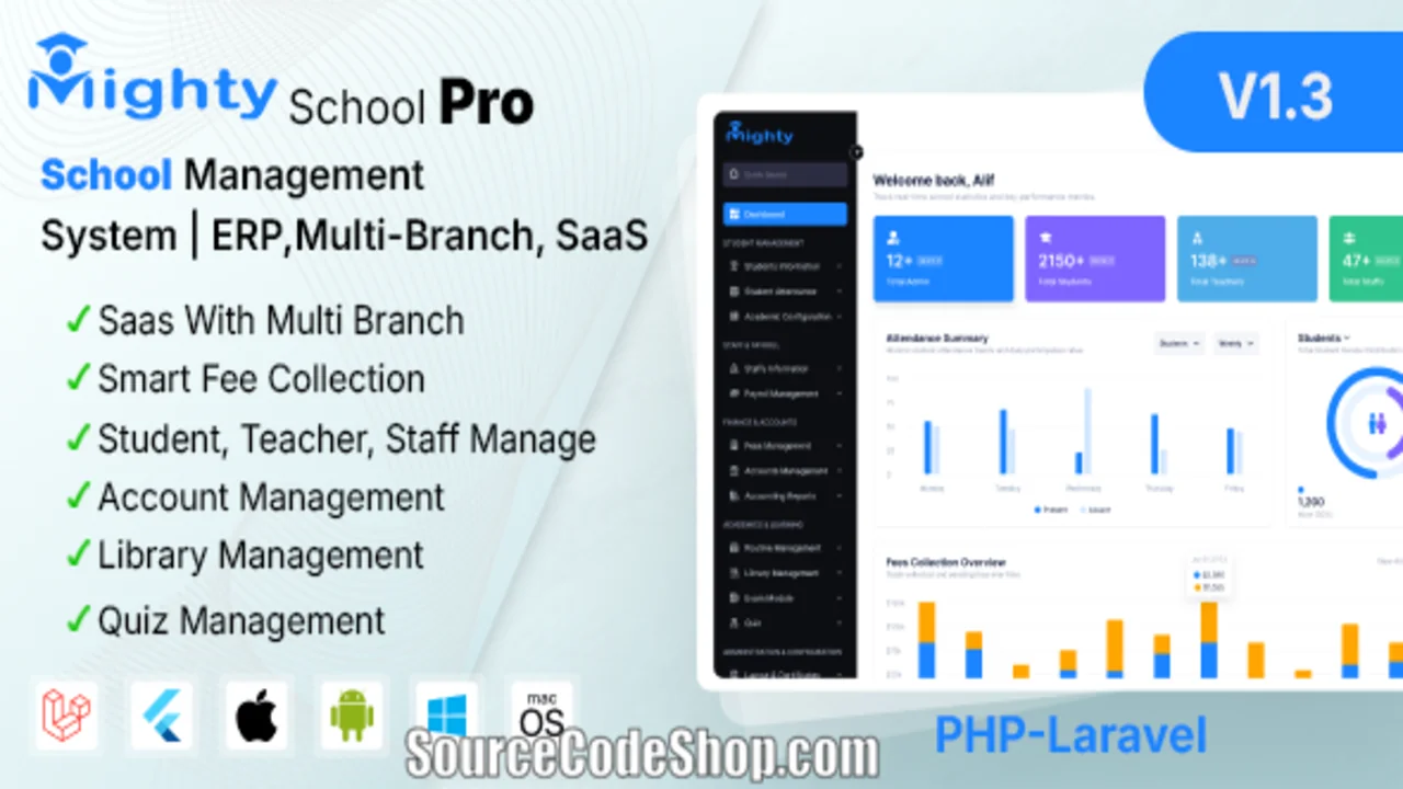 Mighty School Pro v1.3 – Complete School Management System ERP with Multi-Branch & SaaS