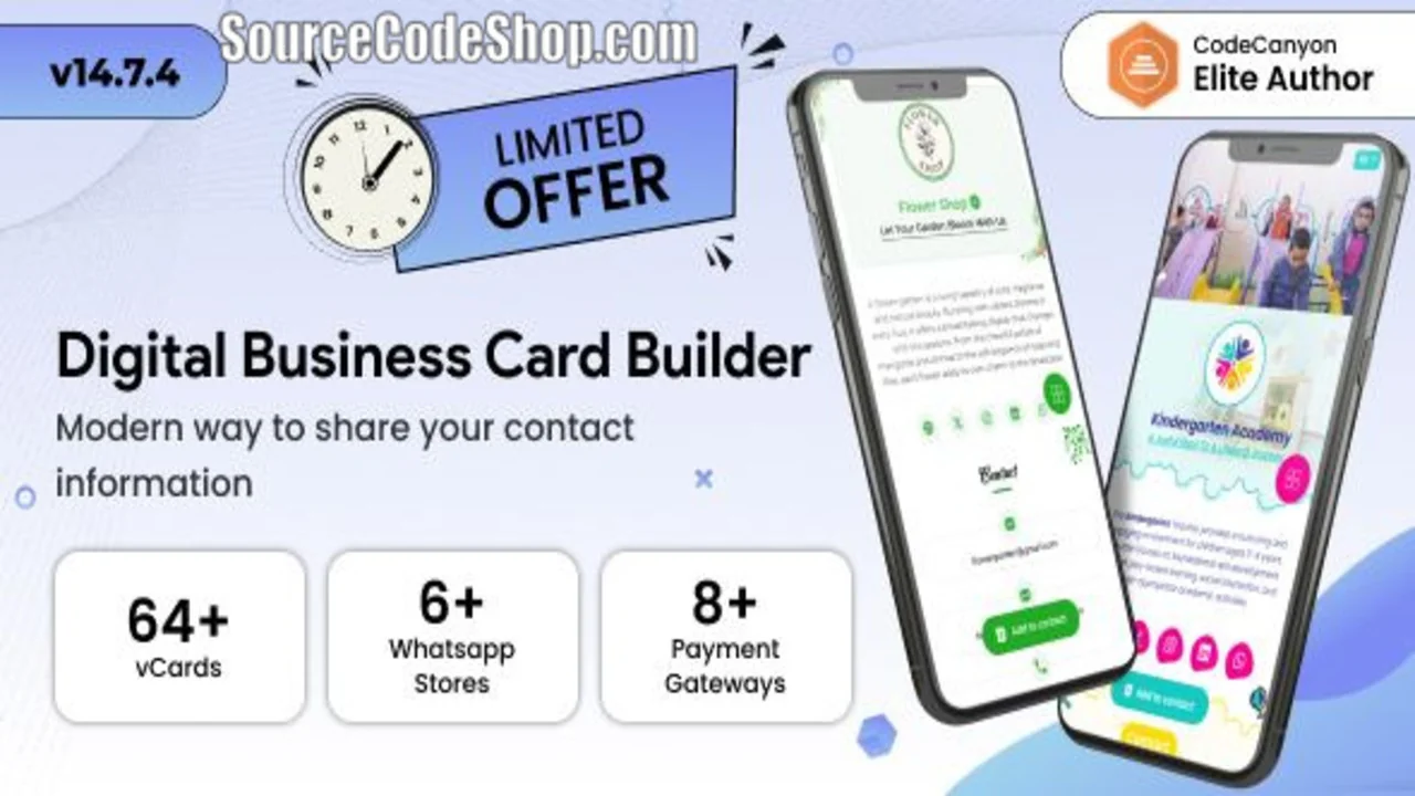 Infy vCard SaaS v14.7.4 Digital Business Card Builder PHP Script Free Download