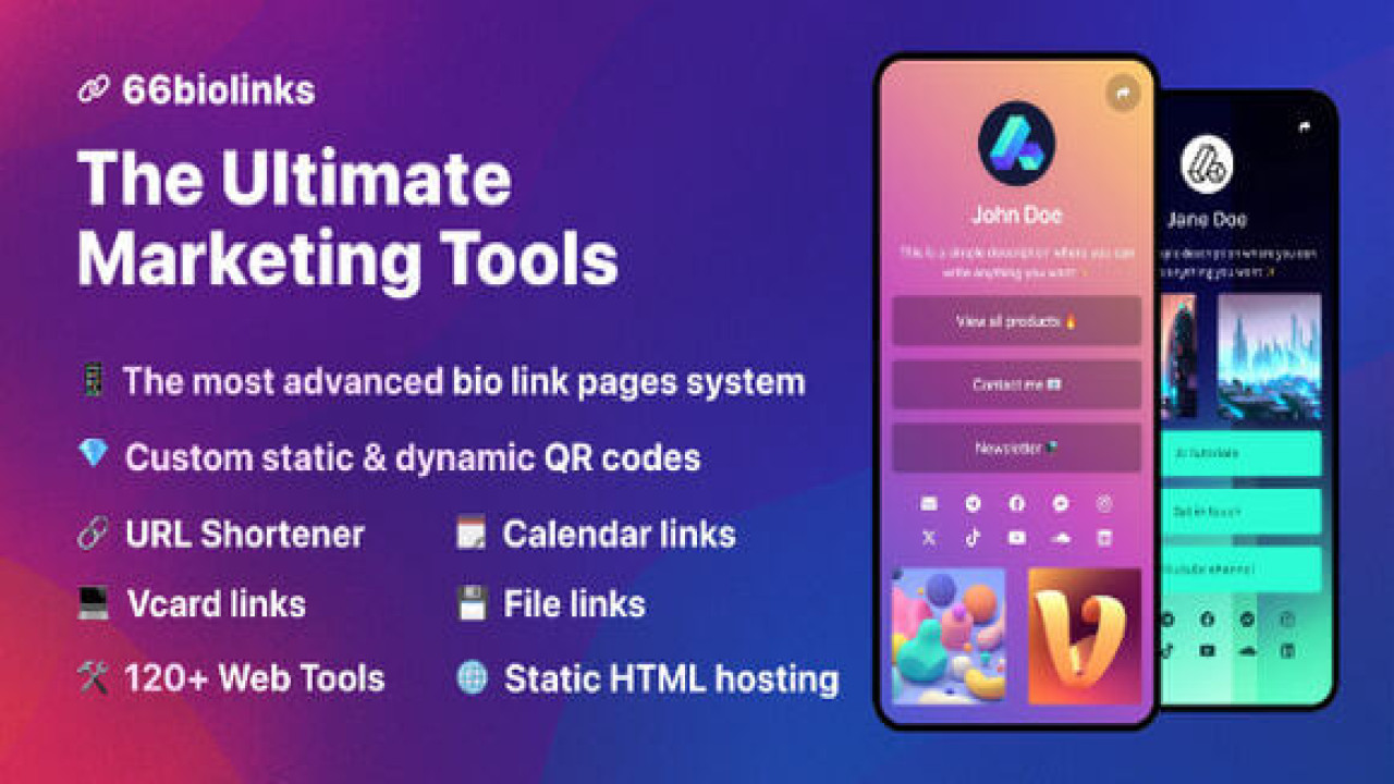 66biolinks v70.0.0 Nulled – Bio Links, URL Shortener, QR Codes & Web Tools(SAAS) Script
