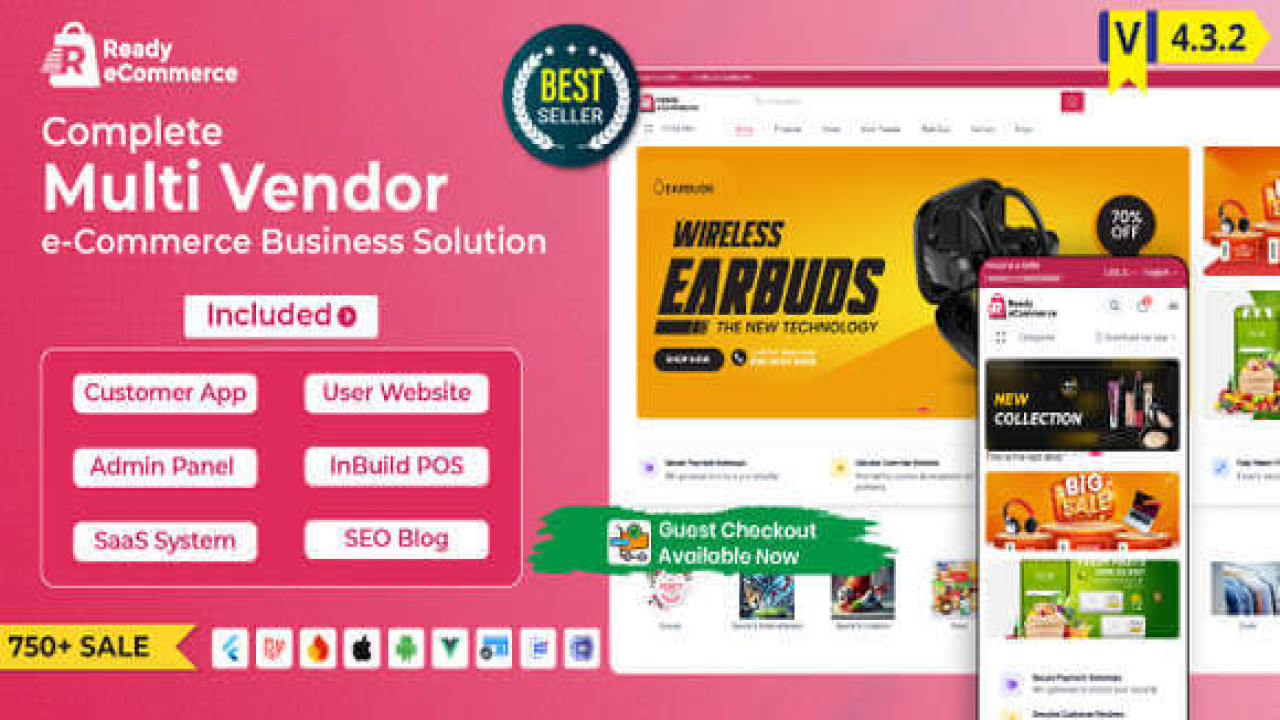 Ready eCommerce v4.5.2 – Complete Multi Vendor eCommerce Mobile App, CustomerWebsite with Store POS
