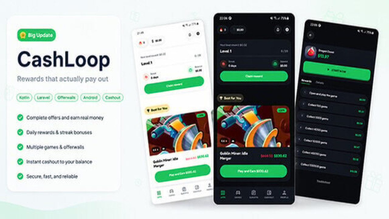 Cashloop v3.0 – Mobile Reward System with Laravel Admin Panel Source