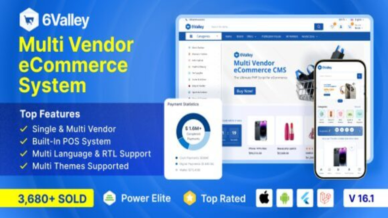 6Valley Multi-Vendor eCommerce CMS v16.5 Nulled – Complete eCommerce Mobile App,Website, Seller and