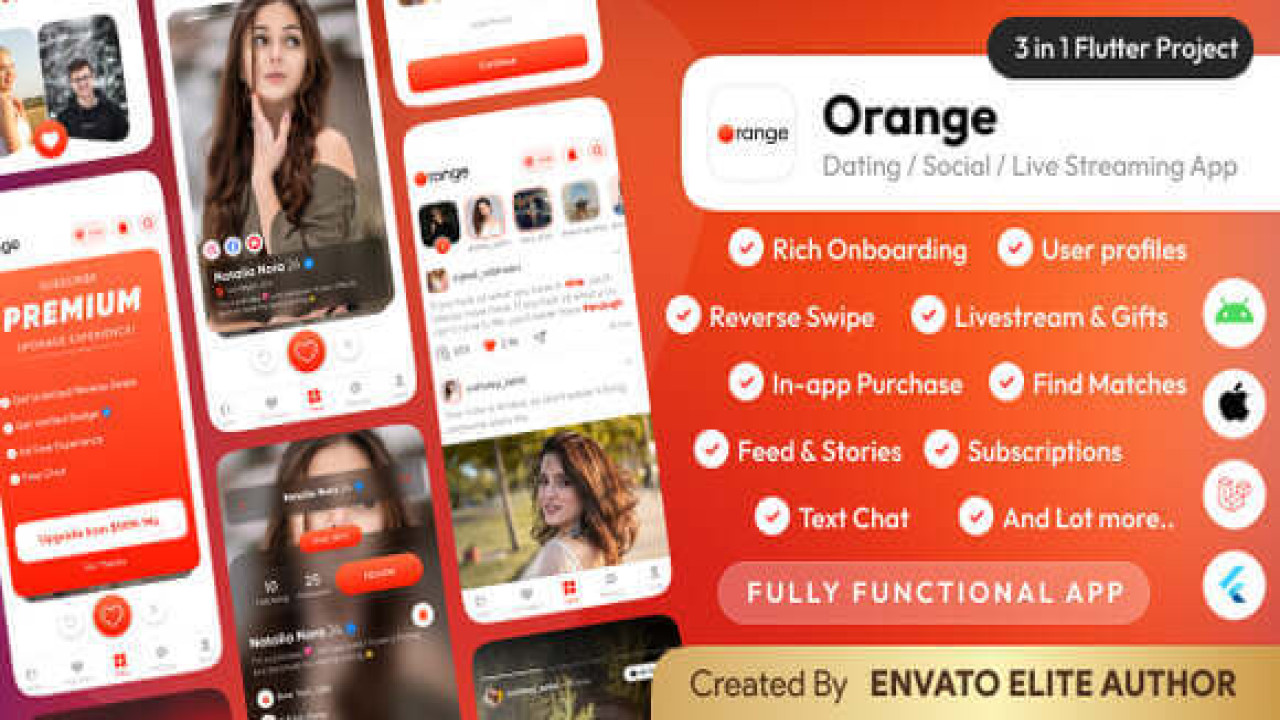Orange (23 Mar 2026) – Dating App with Livestream, Chat, Gifts, Payouts :Flutter – Laravel : Full Ap