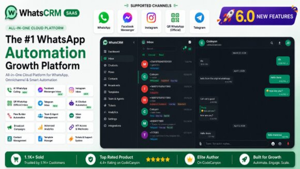WhatsCRM v6.1.0 Nulled – Chatbot, Flow Builder, API Access, WhatsApp CRM SAASSystem Script