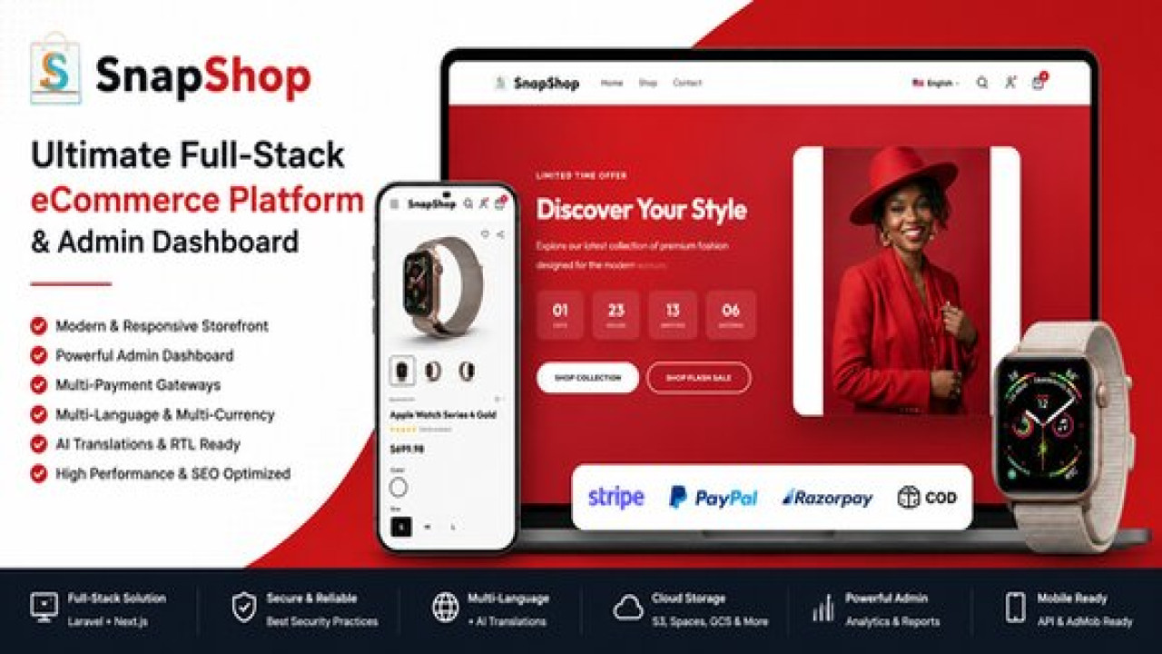 SnapShop v1.0 – Ecommerce Full-stack Platform Script