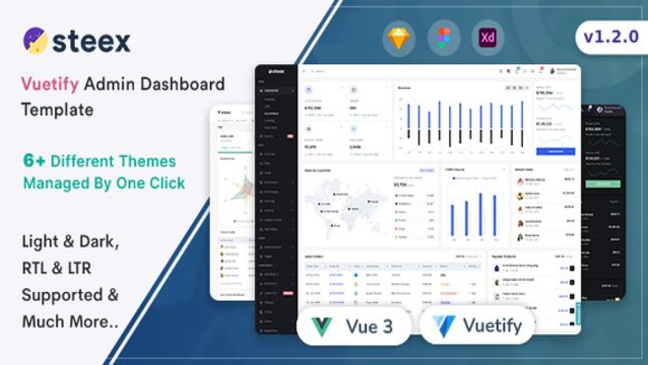 Steex v1.2.0 – Vuetify Admin & Dashboard Template