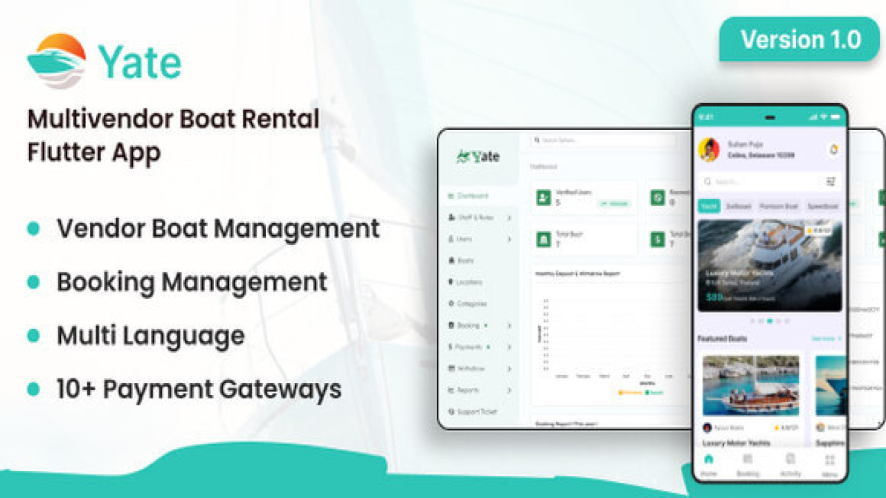 Yate v1.0 – Multivendor Boat Rental Flutter App with Admin Panel