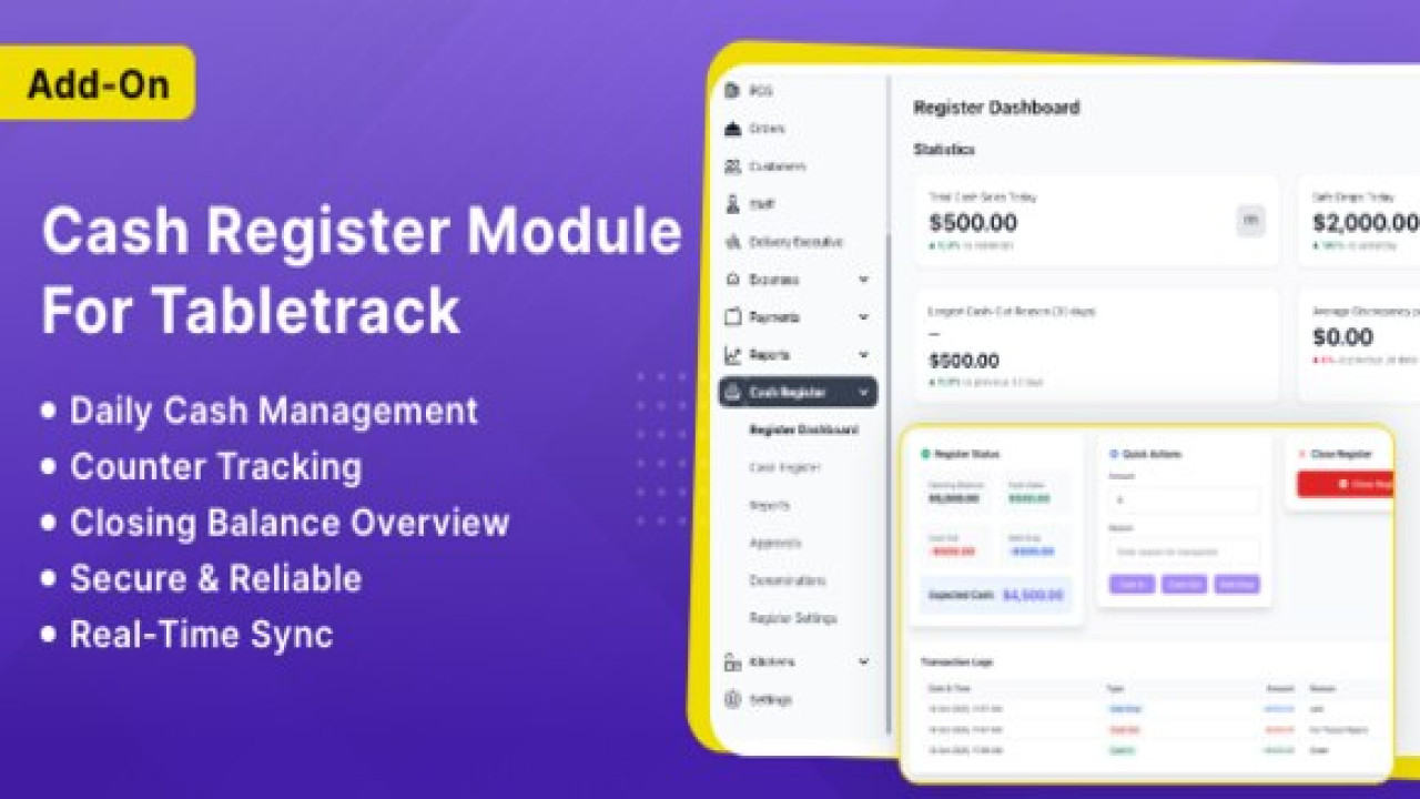Cash Register Module for Tabletrack v1.0.20 – Addon