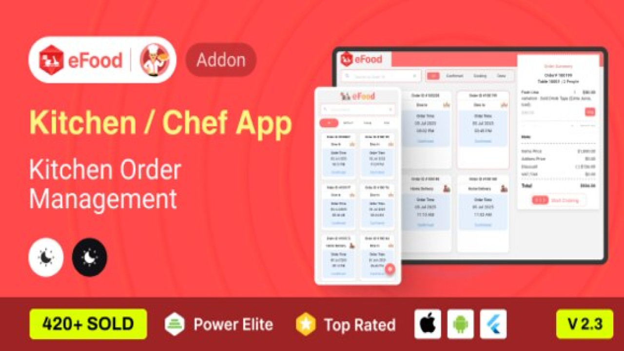 eFood v2.5 – Kitchen/Chef App Source Code