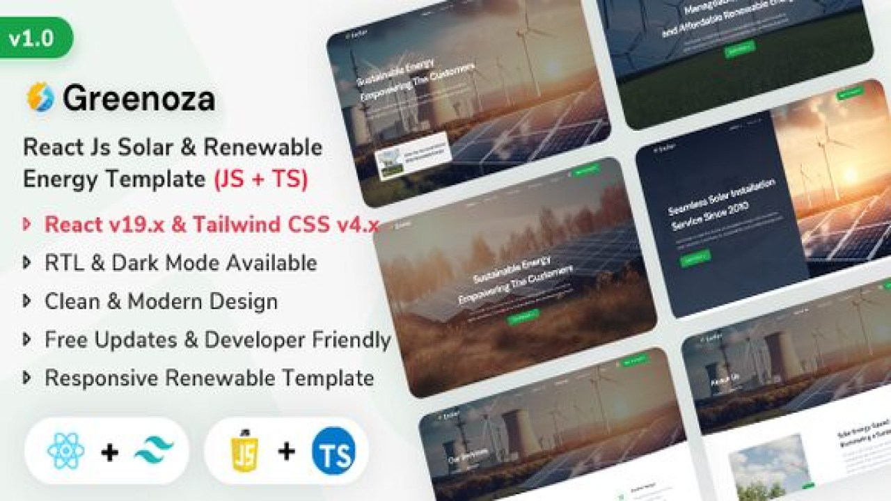 Greenoza – React Js Solar & Renewable Energy Template